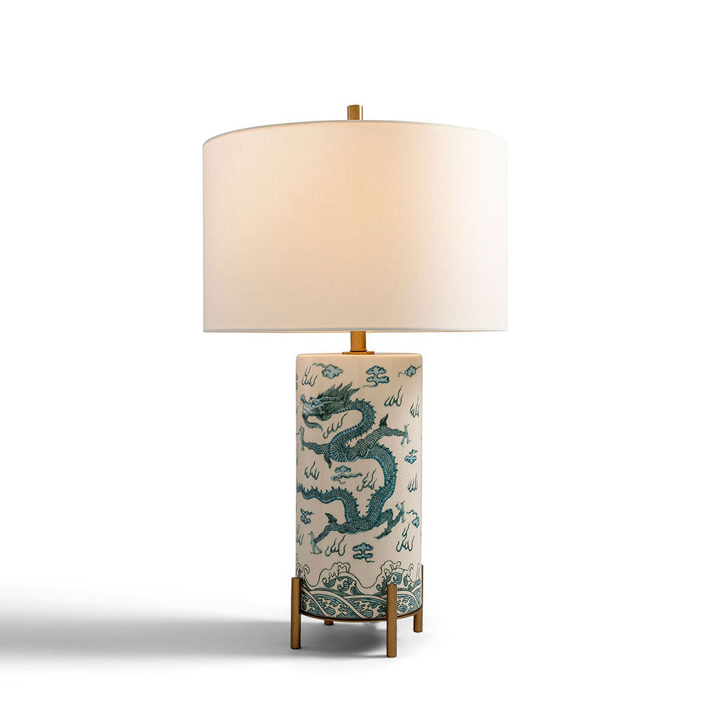 Imperial Dragon Teal Lamp