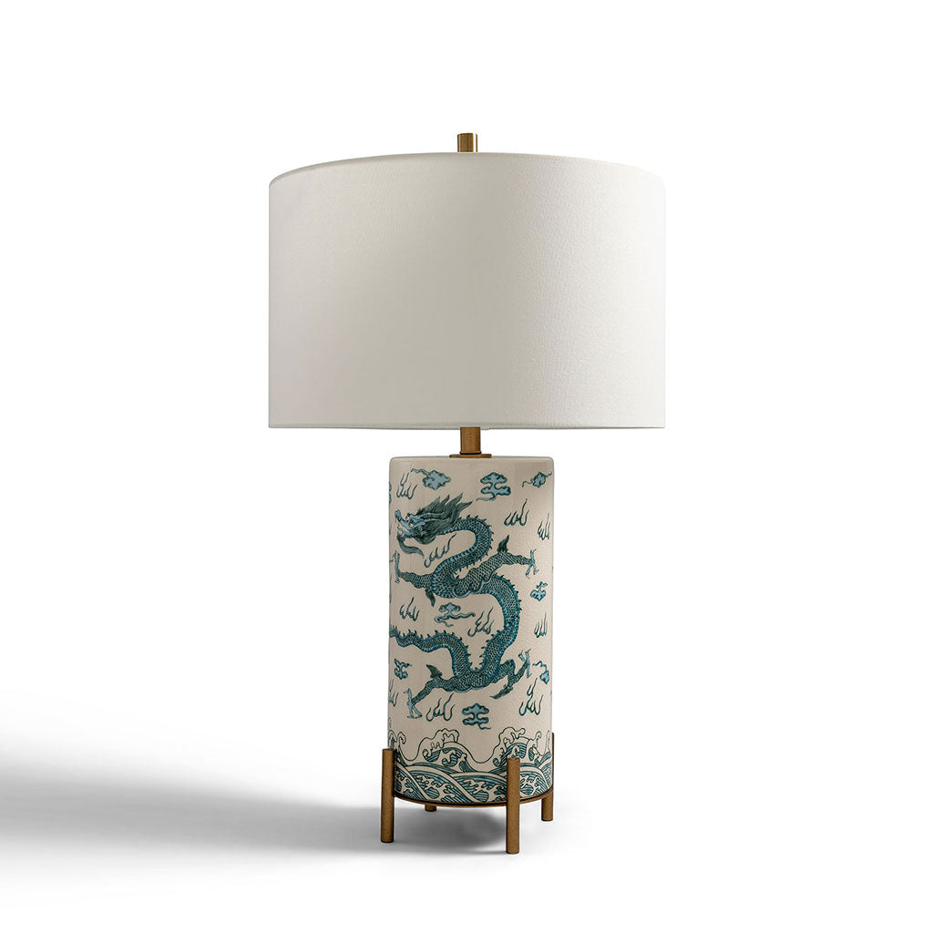 Imperial Dragon Teal Lamp