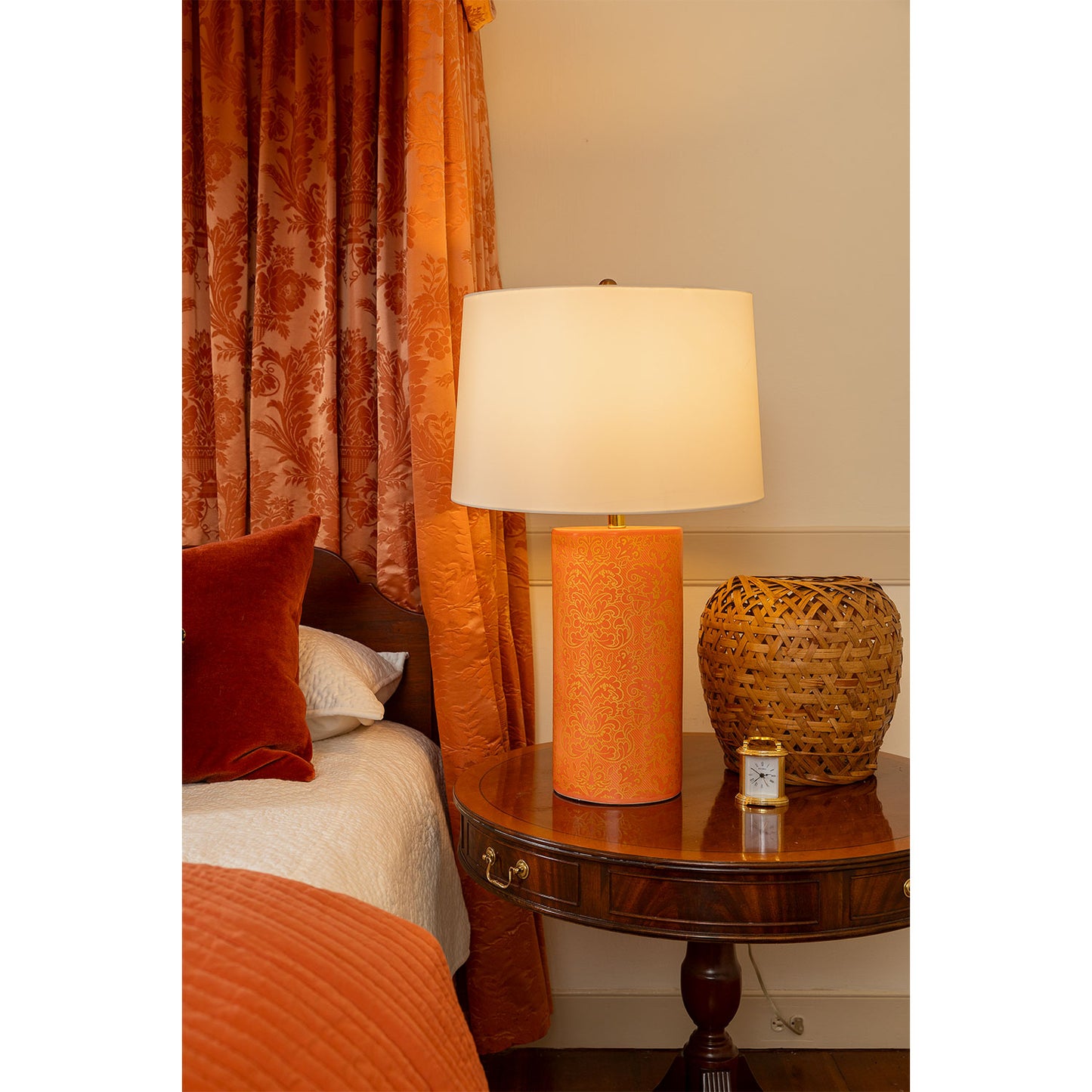 Richmond Damask Coral Lamp