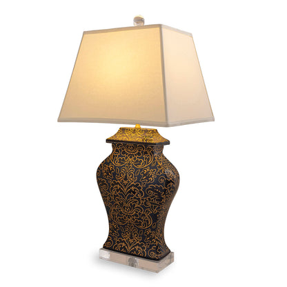 Richmond Damask Indigo Lamp