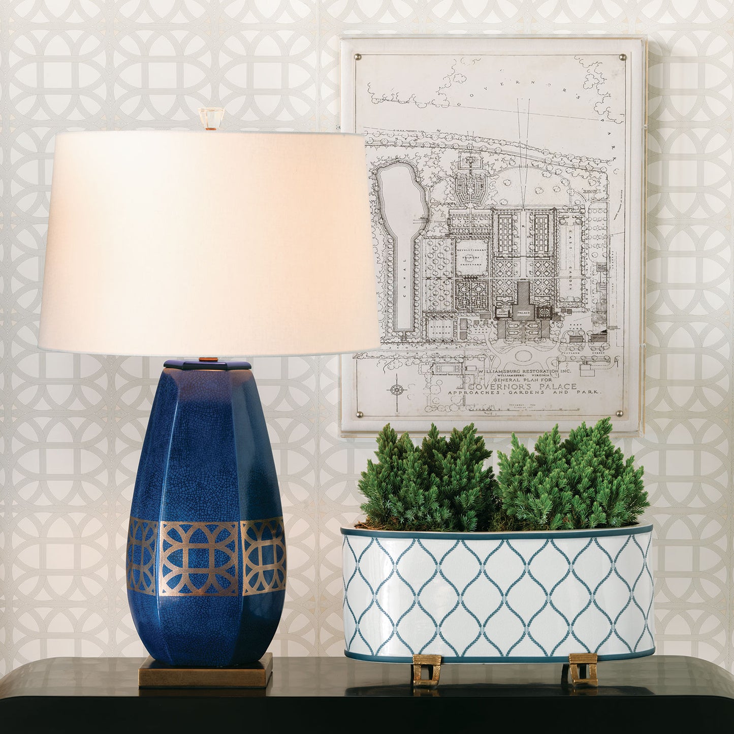Lamerie Blue Lamp 32"H
