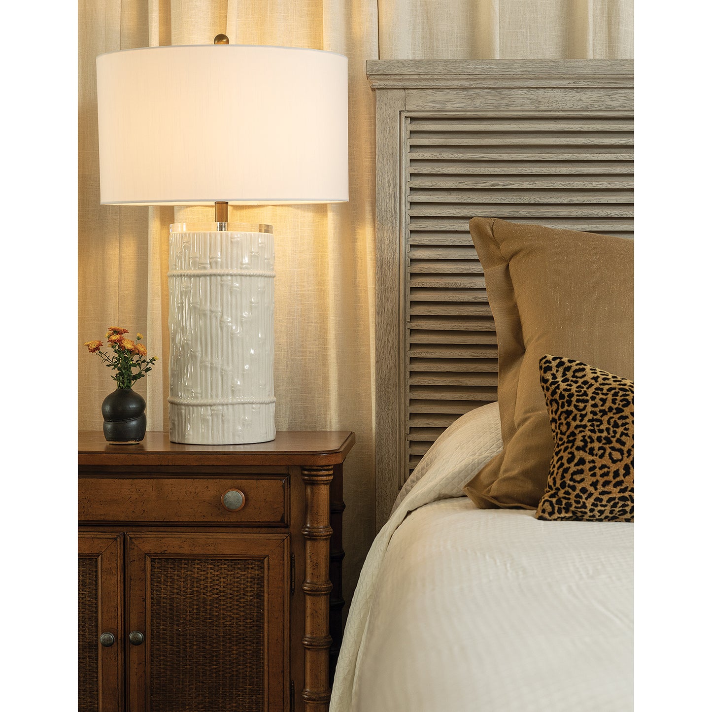 Bamboo Cylinder Cream Lamp