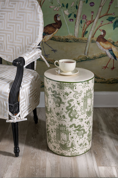 Dragon Pagoda Green Stool