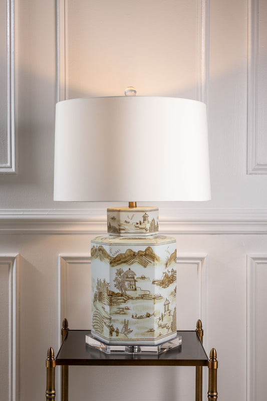 Canton Large Hex Lamp Brown