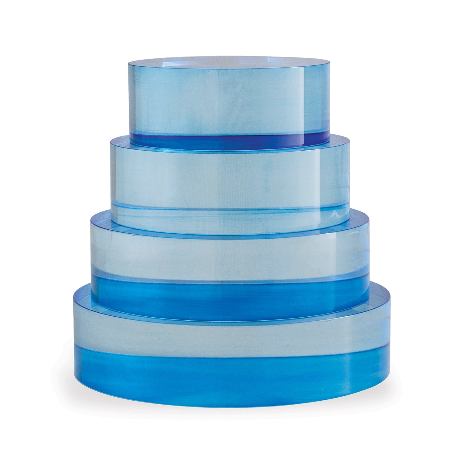 Blue Lucite Round Stand 7"D X 2"H Set/2