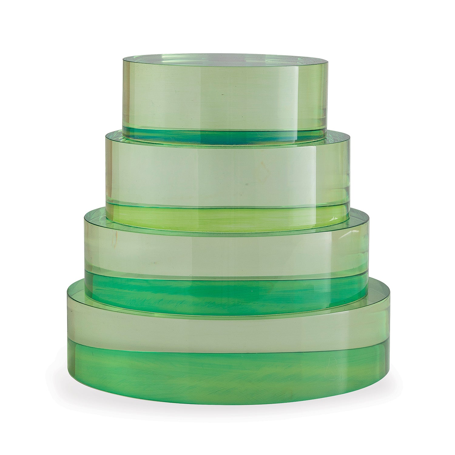 Green Lucite Round Stand 7"D X 2"H Set/2
