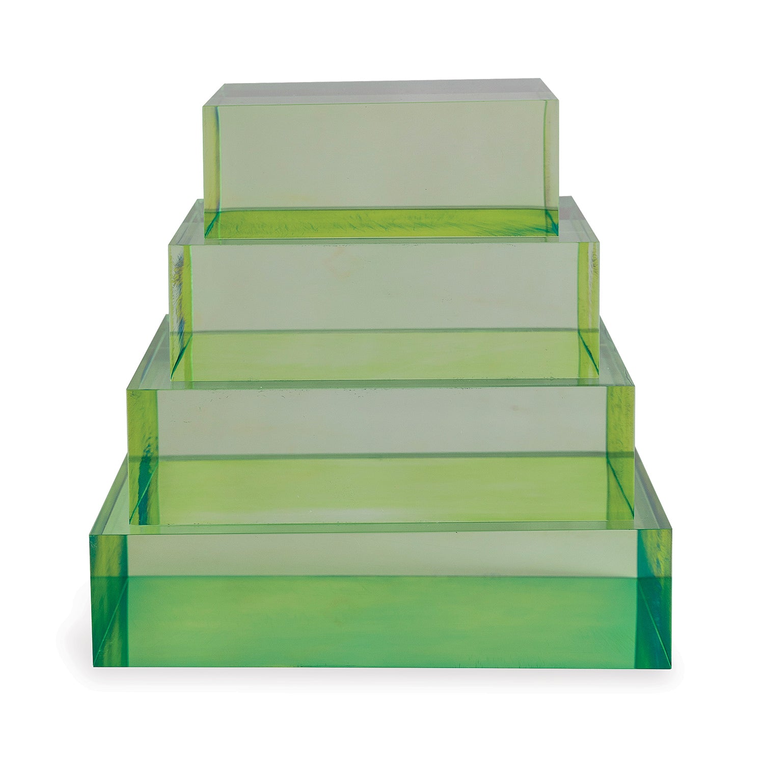 Green Lucite Square Stand 7" X 7" X 2"H Set/2