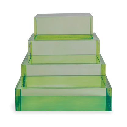 Green Lucite Square Stand 8" X 8" X 2"H Set/2