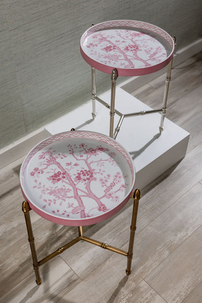 Jardin Blush Tray w/stand Brass