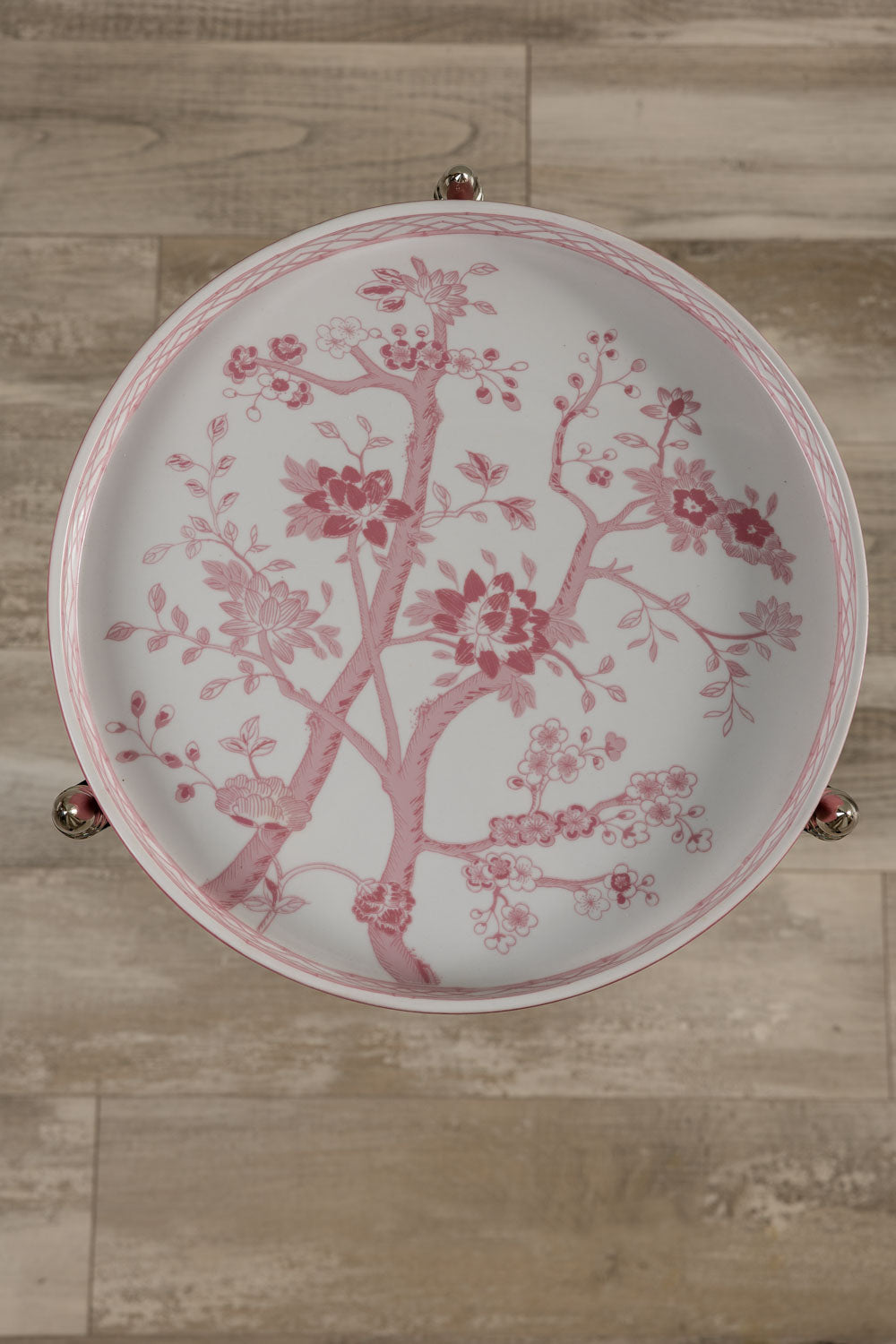 Jardin Blush Tray w/stand Nickel