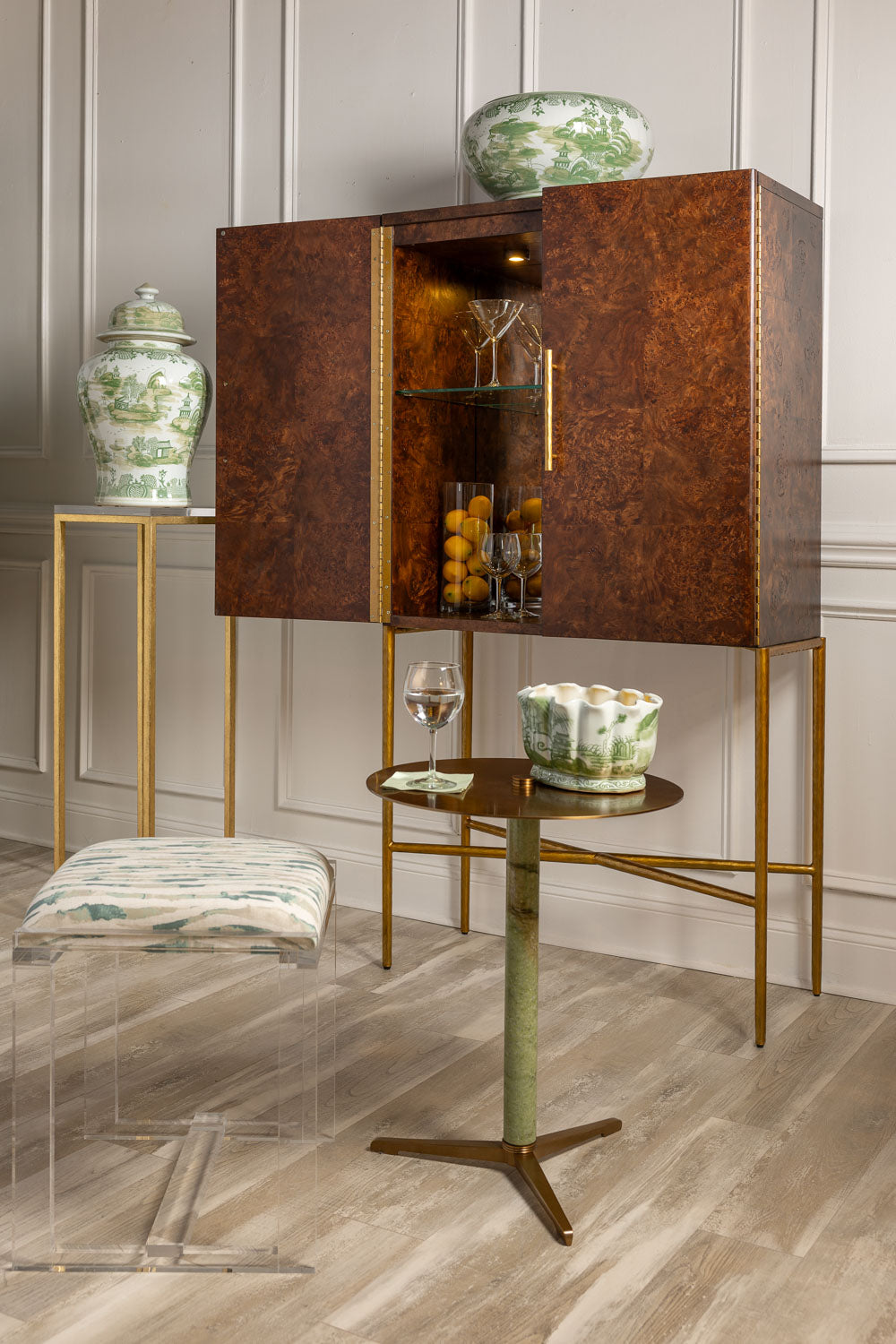 Drake Gold/Lucite Pedestals (set of 2)